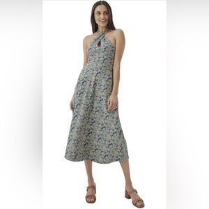 NWT Pact Organic Cotton Fit & Flare Floral Halter Neck Dress